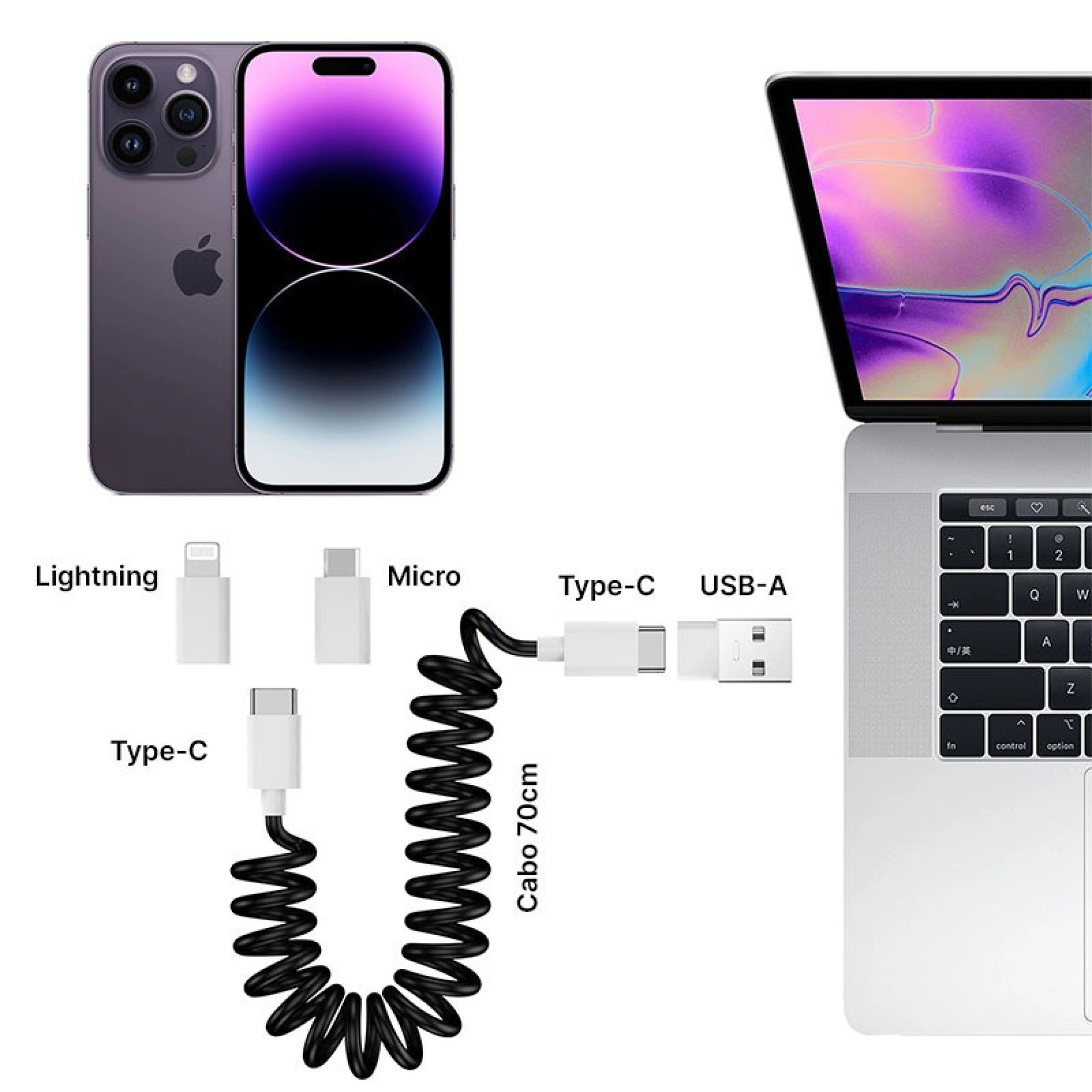 Options de connectivité du Câble Multi USB 6 en 1