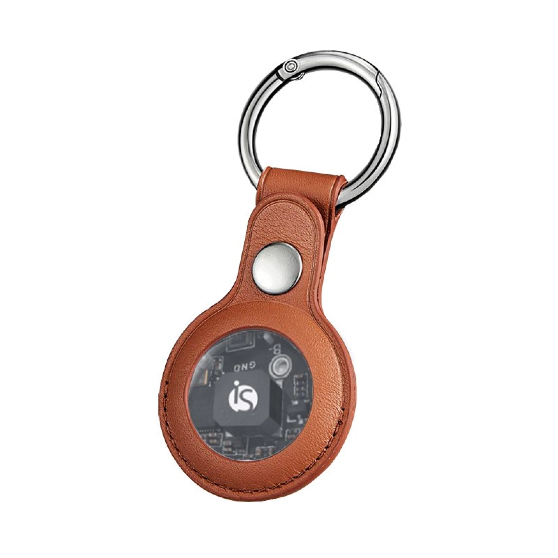Porte-Clé Airtag en Cuir Camel
