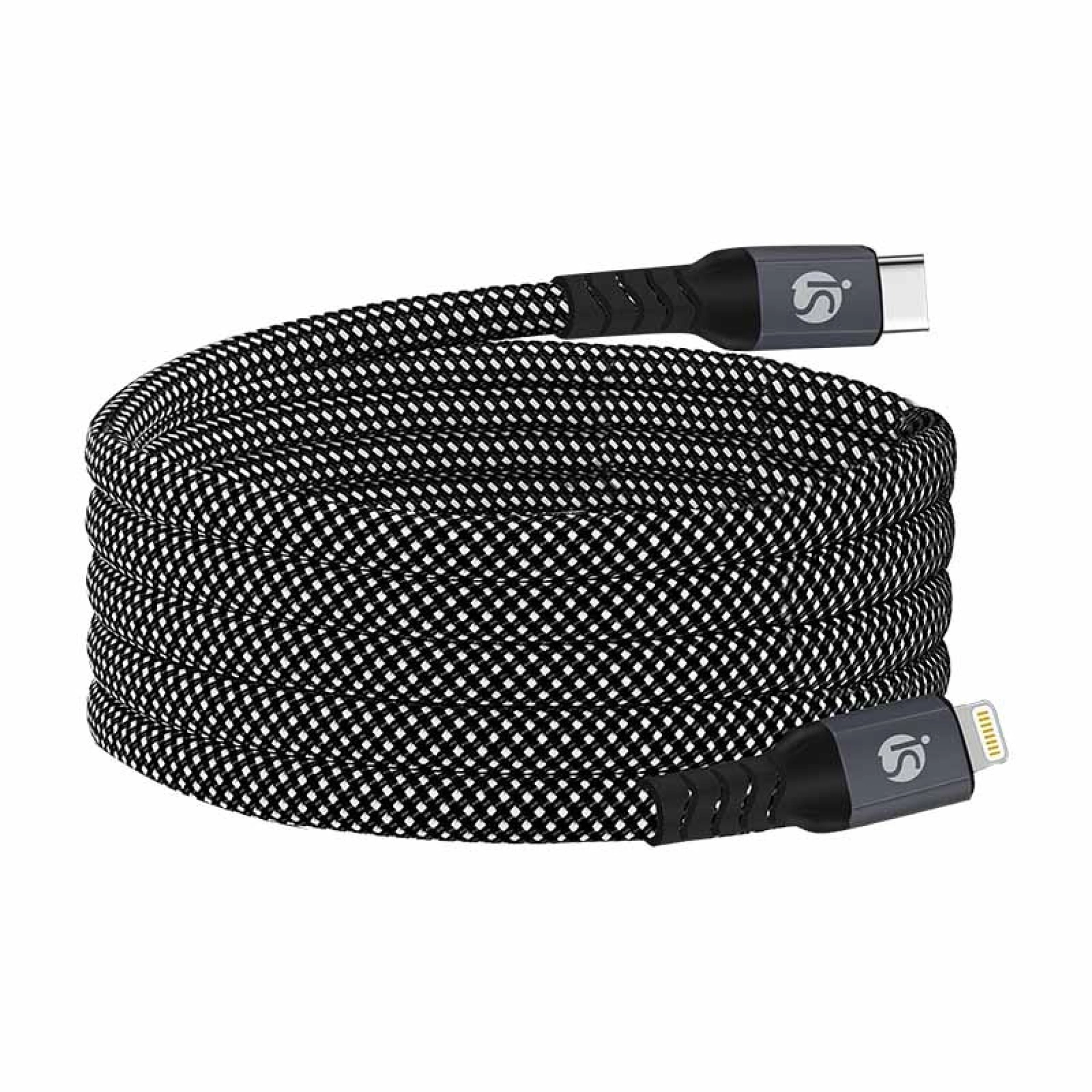 Câble Magnétique USB‑C - Lightning Nylon Noir