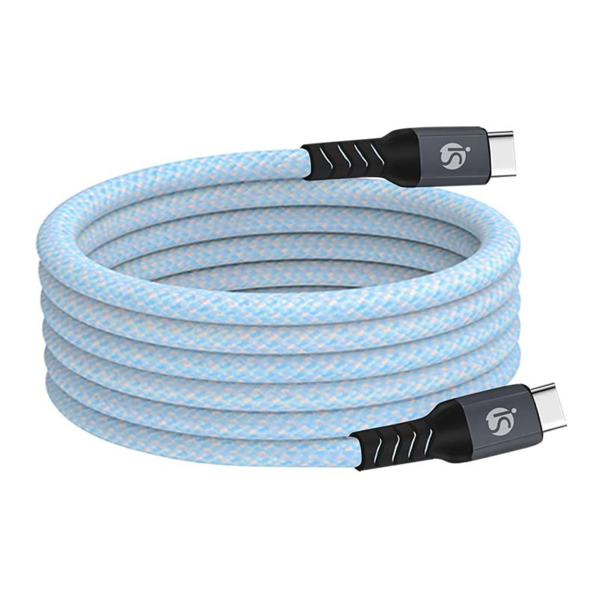 Câble magnétique USB‑C - USB‑C Nylon Bleu Clair