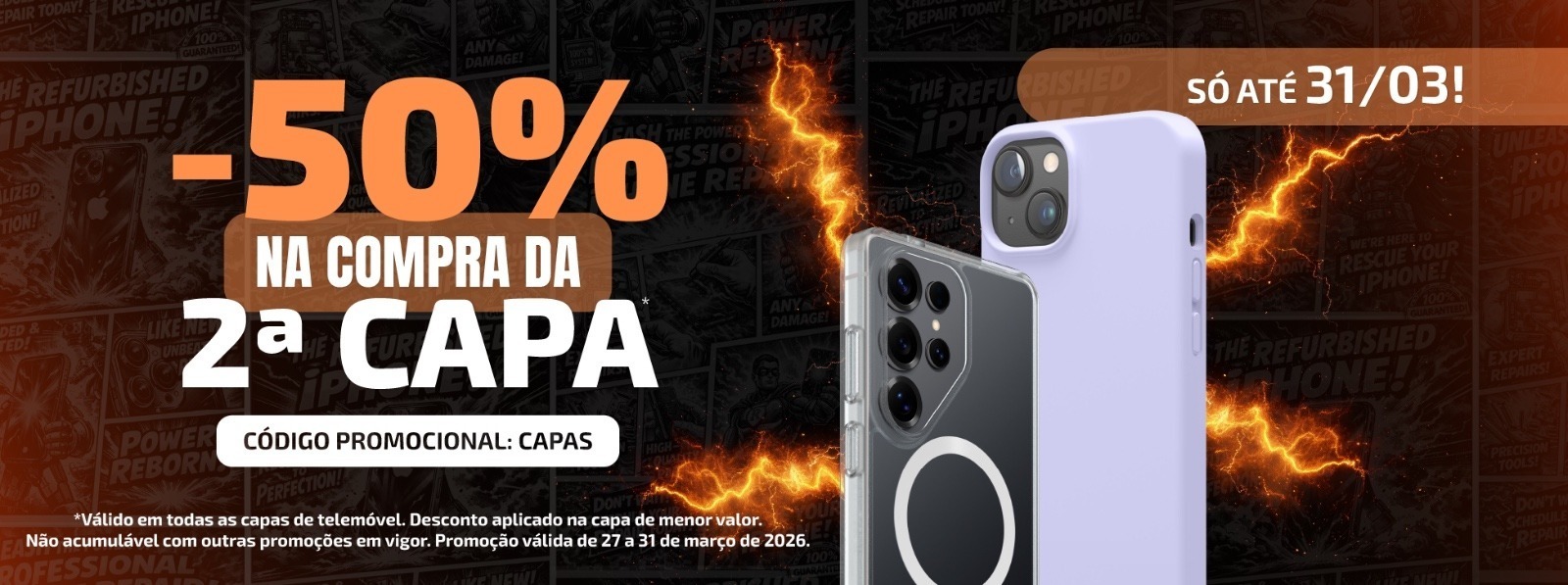 Jusqu'au 31 mars, 50% de réduction sur l'achat de la deuxième coque.